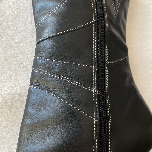 Diba Vintage Y2K Pointed Toe Boots Retro 90s Black Leather Heel - Picture 5 of 16